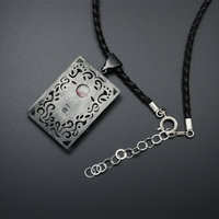 Openwork oxidized silver pendant necklace with Thulite