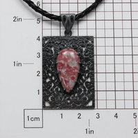Openwork oxidized silver pendant necklace with Thulite