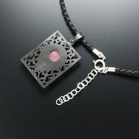 Rhodonite oxidized silver open work pendant necklace