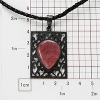Rhodonite oxidized silver open work pendant necklace