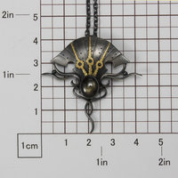 Black star sapphire steampunk silver and gold necklace