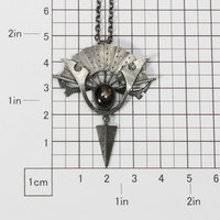 Black star sapphire steampunk fan motif oxidized silver pendant necklace