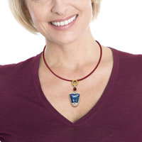 Azurite silver pendant necklace with lacy openwork