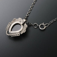 Rutilated quartz oxidized silver steampunk samurai helmet pendant necklace