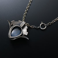 Blue labradorite knight and samurai helmet motif oxidized silver unisex pendant