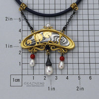 Art Nouveau Keum Boo waterlily pads and sapphire necklace.