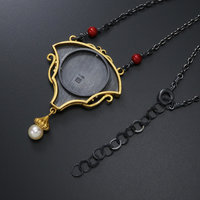 Art Nouveau style golden blossoms necklace, Keum Boo necklace