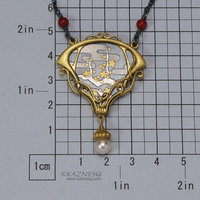 Art Nouveau style golden blossoms necklace, Keum Boo necklace