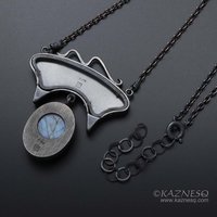 Art Nouveau style oxidized silver blue labradorite pendant