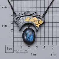 Art Nouveau style oxidized silver blue labradorite pendant