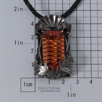 Orange mystique quartz goth oxidized silver pendant necklace