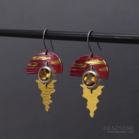 Sunset earrings featuring Japanese patina Hido and Keum Boo