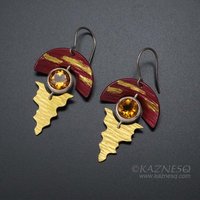 Sunset earrings featuring Japanese patina Hido and Keum Boo