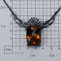 31.39ct gorgeous smoky quartz goth feel oxidized silver necklace