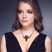 Grape motif goth taste oxidized silver necklace