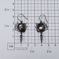 (C) KAZNESQ: Black moonstone oxidized silver goth taste earrings