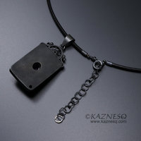 (C) KAZNESQ: Abstract Kuem Boo and amethyst rectangle oxidized silver pendant
