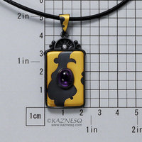 (C) KAZNESQ: Abstract Kuem Boo and amethyst rectangle oxidized silver pendant