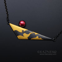 (C) KAZNESQ: Triangle Keum Boo oxidized silver necklace with hido