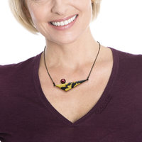 (C) KAZNESQ: Triangle Keum Boo oxidized silver necklace with hido