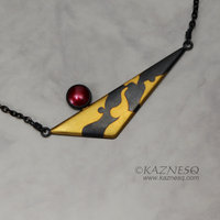 (C) KAZNESQ: Triangle Keum Boo oxidized silver necklace with hido