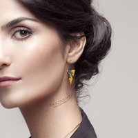 (C) KAZNESQ: Triangle abstract Keum boo oxidized silver earrings