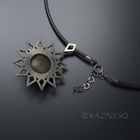 (C) KAZNESQ: Brown quartz oxidized silver star shape openwork goth pendant