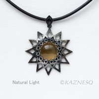 (C) KAZNESQ: Brown quartz oxidized silver star shape openwork goth pendant