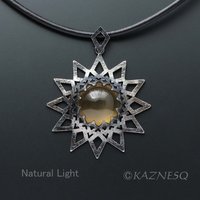 (C) KAZNESQ: Brown quartz oxidized silver star shape openwork goth pendant