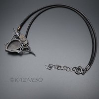 (C) KAZNESQ: Rutilated quartz oxidized silver Goth necklace