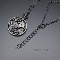 (C) KAZNESQ: Gorgeous Opals and Keum Boo Art Nouveau style leaf pendant necklace