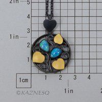 (C) KAZNESQ: Gorgeous Opals and Keum Boo Art Nouveau style leaf pendant necklace