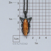 (C) KAZNESQ: Art Nouveau style Long Oval Rutilated Quartz oxidized silver pendan