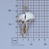 (C) KAZNESQ: Art Nouveau style Ginkgo Leaves Silver pendant necklace with Natura