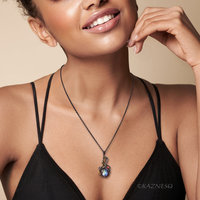 High Impact! Goth taste Silver Pendant with Rough-Cut Amethyst Backed by Paua Shell