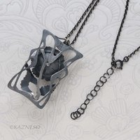 Handcrafted Art Nouveau Peony Pendant - Oxidized Sterling Silver Floral Necklace