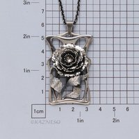 Handcrafted Art Nouveau Peony Pendant - Oxidized Sterling Silver Floral Necklace