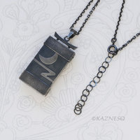 Handmade Oxidized Silver Blossom Pendant — Fine Silver Foil Kem Boo, Japanese Ink Painting Necklace, Artisan Sterling Silver Jewelry