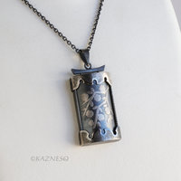 Handmade Oxidized Silver Blossom Pendant — Fine Silver Foil Kem Boo, Japanese Ink Painting Necklace, Artisan Sterling Silver Jewelry