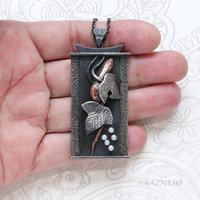 Wabi-Sabi Wild Grape Necklace — oxidized Silver & Copper Nature Inspired Pendant