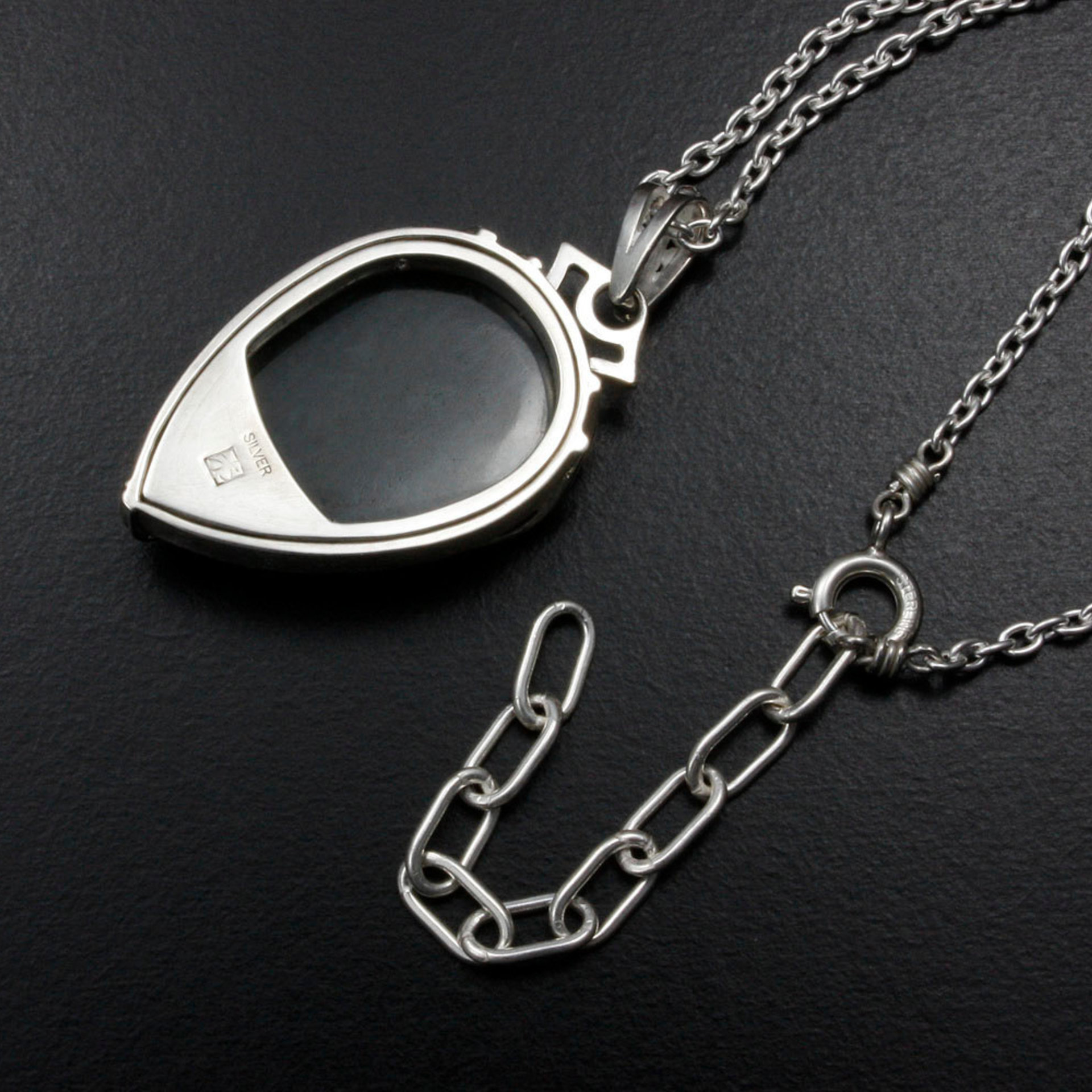 SOLD: Velvet obsidian silver pendant with stream lines