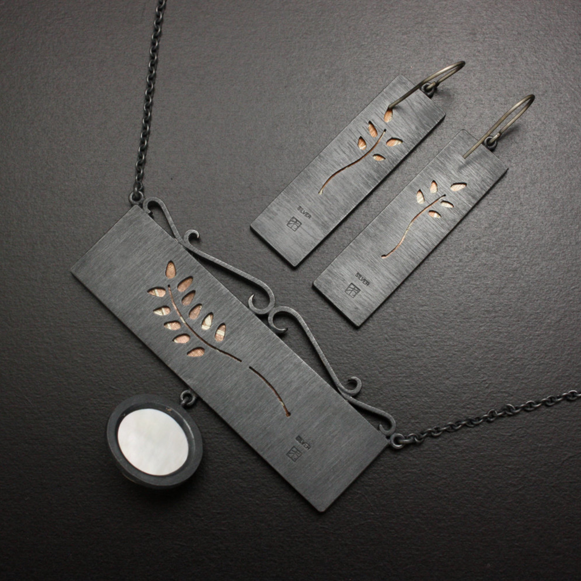 SOLD: Set of Japanese bush clover motif necklace and earrings