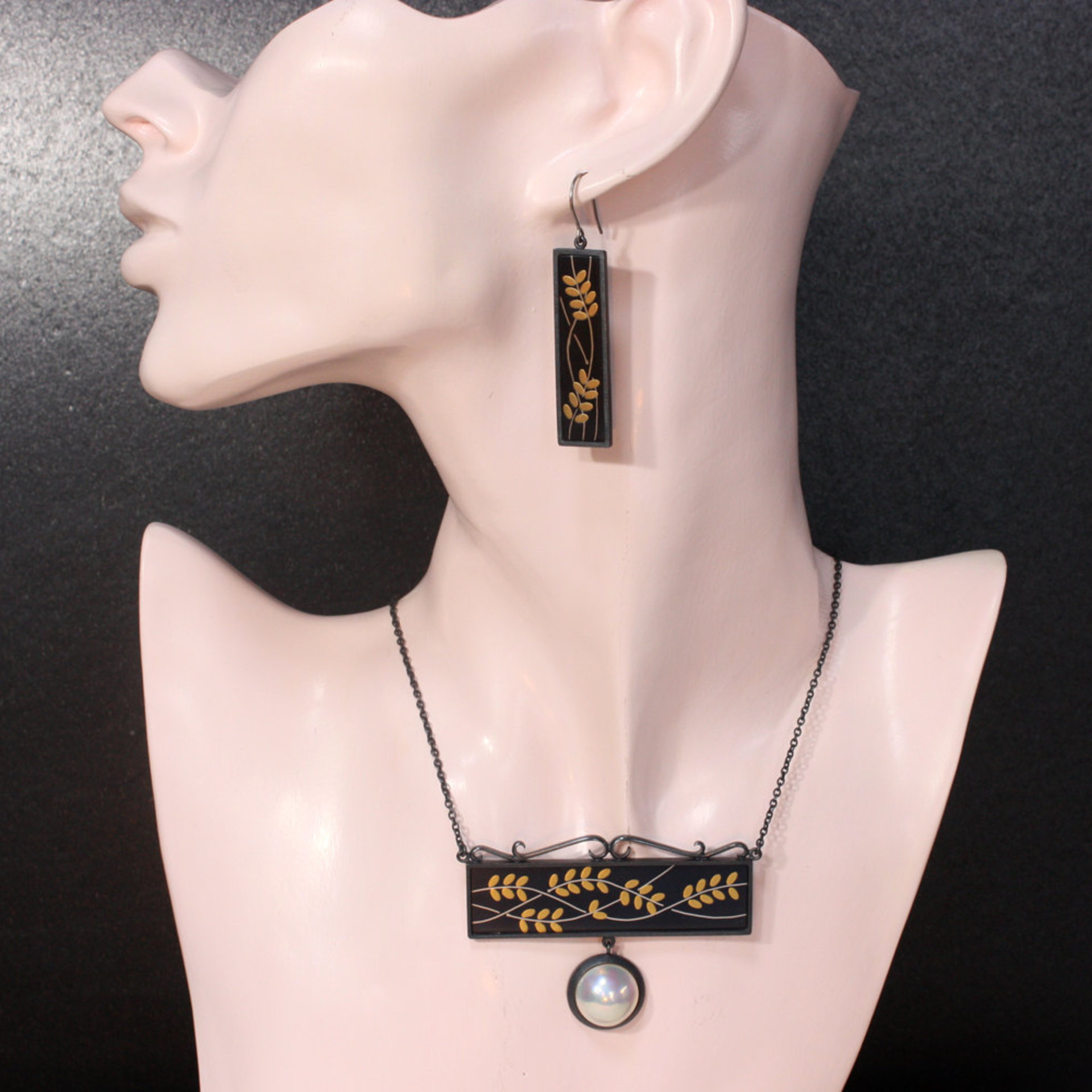 SOLD: Set of Japanese bush clover motif necklace and earrings