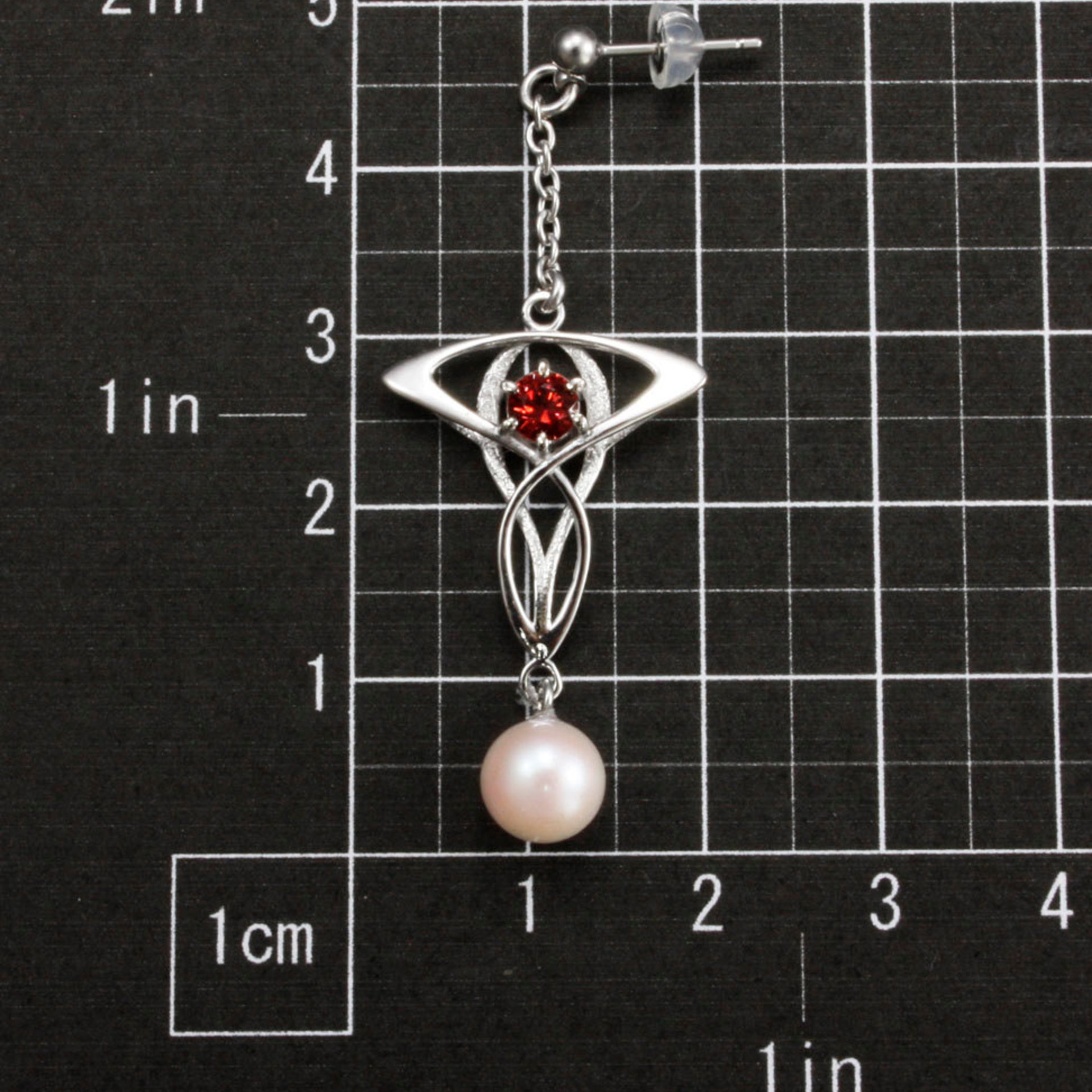 SOLD: Art Nouveau style earrings with vivid red sapphire