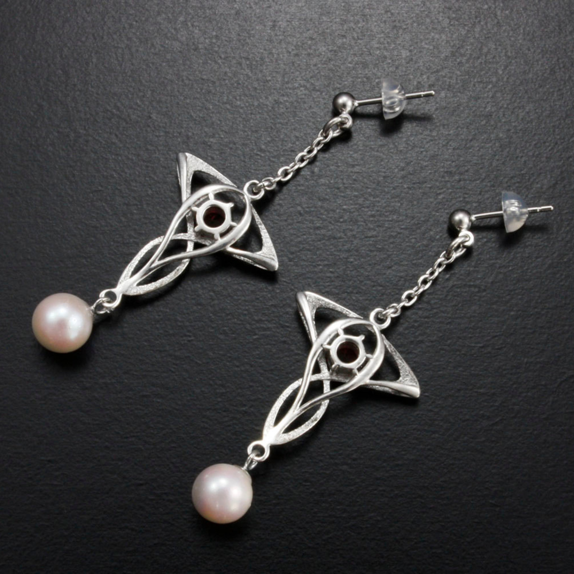 SOLD: Art Nouveau style earrings with vivid red sapphire