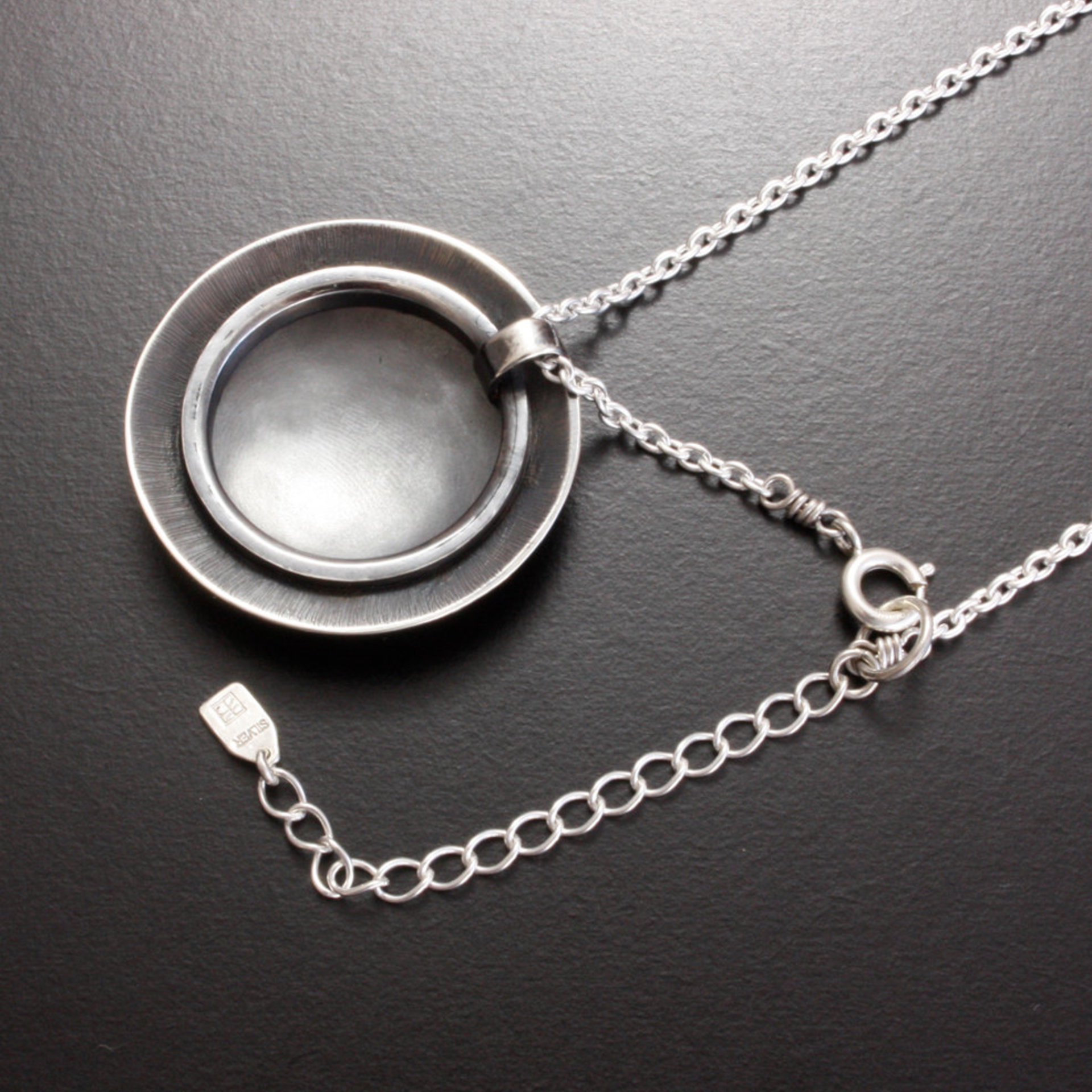 SOLD: Leaf motif silver Keum Boo round pendant