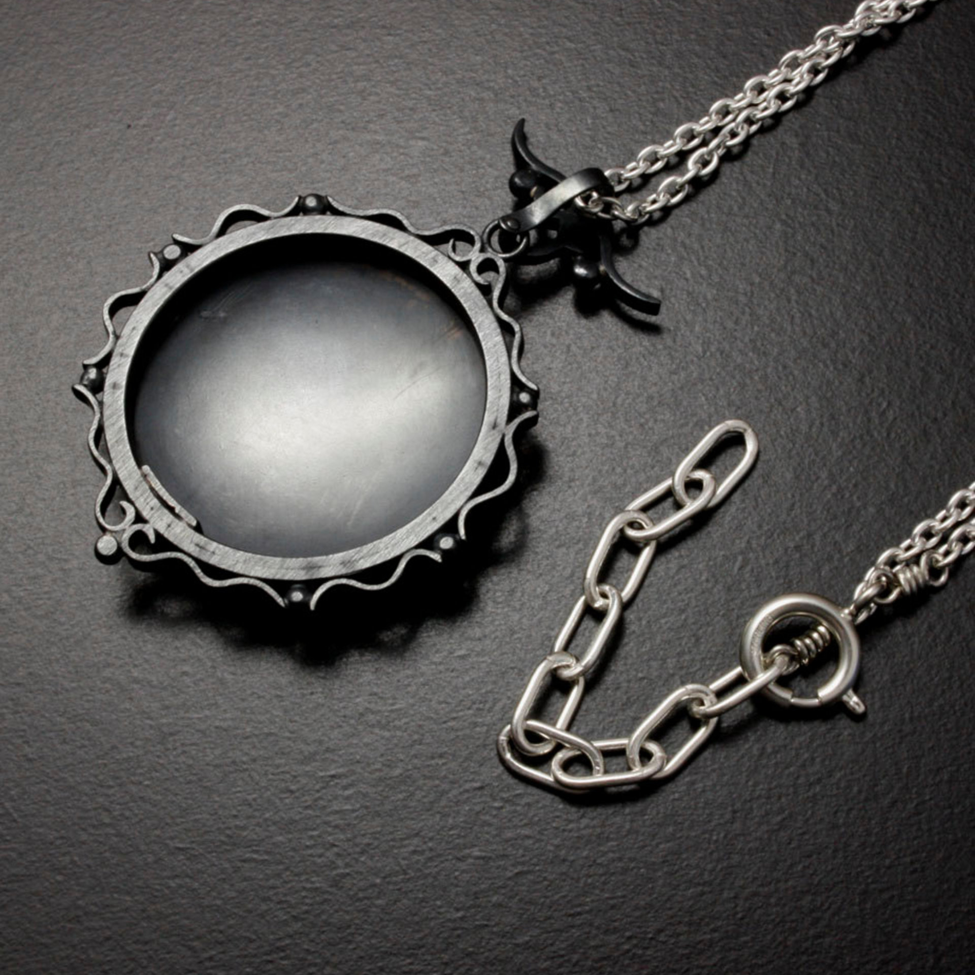 Sold: Cloud pattern Keum Boo round silver pendant