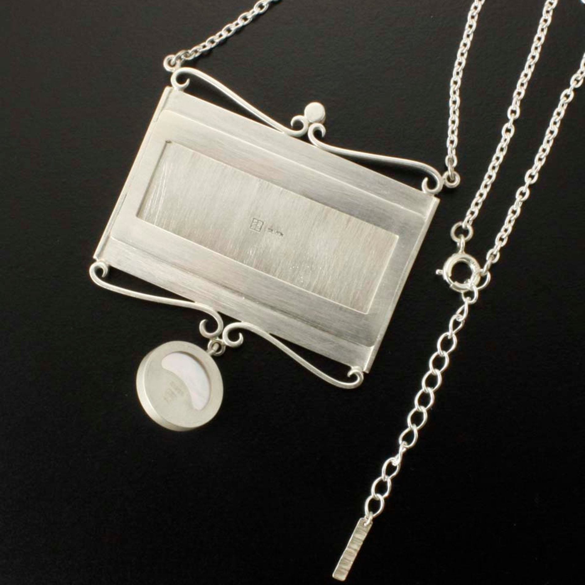 SOLD: Keum Boo silver necklace of the moon and blossoms motif