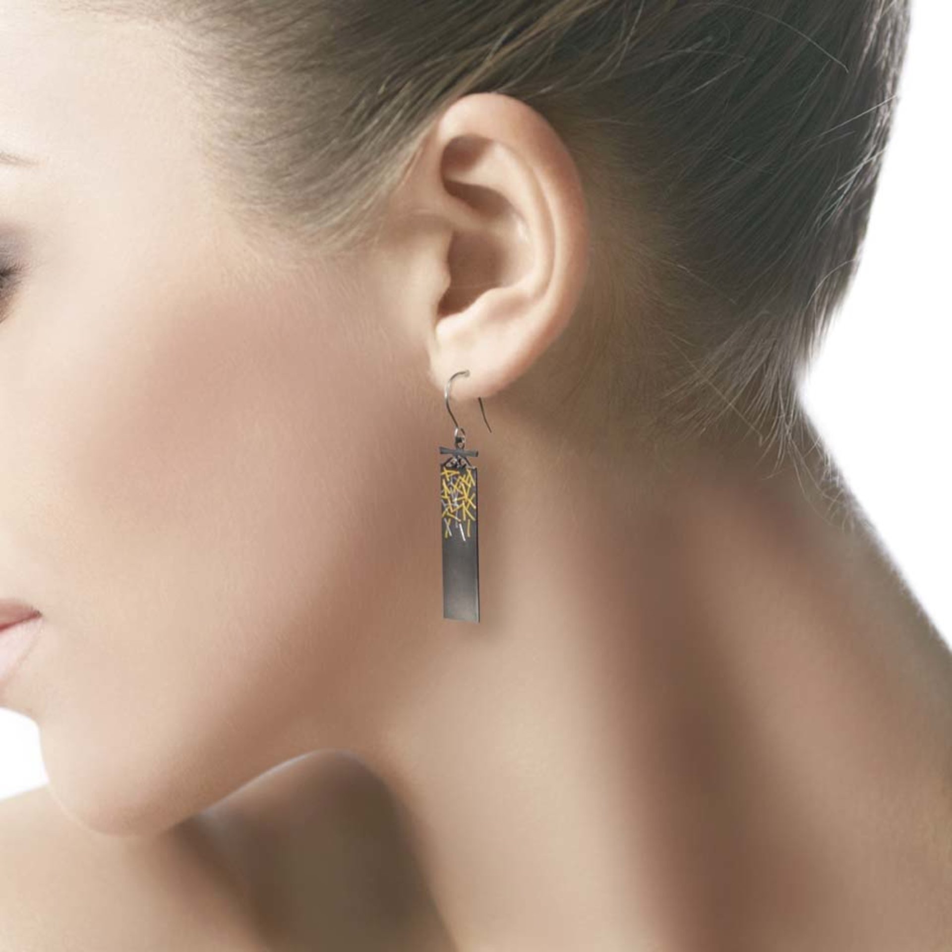 SOLD: Gold and silver strips Keum Boo earrings