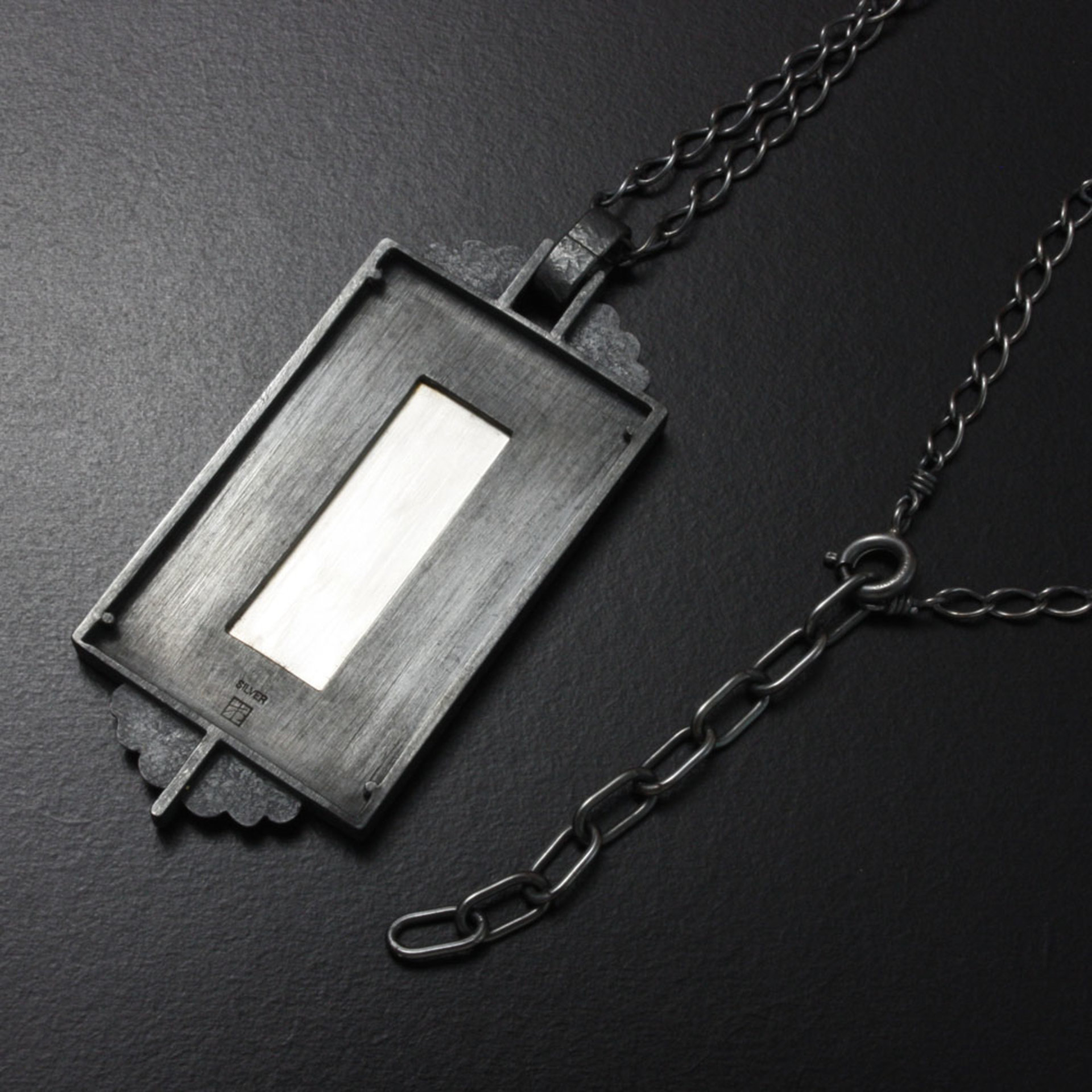 The moon and the leaves Keum Boo silver picture pendant